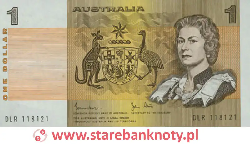 widok banknotu 1 dolar australijski awers