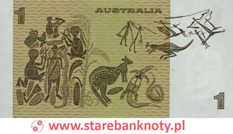 widok banknotu 1 dolar australijski rewers