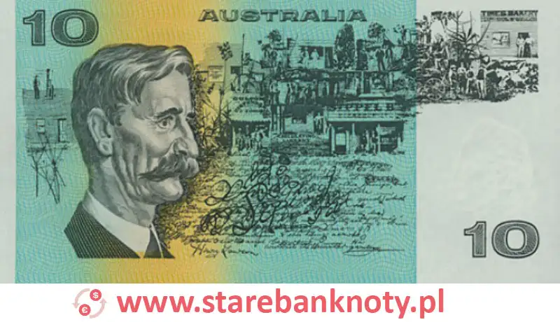 widok banknotu 10 dolarów australijskich awers
