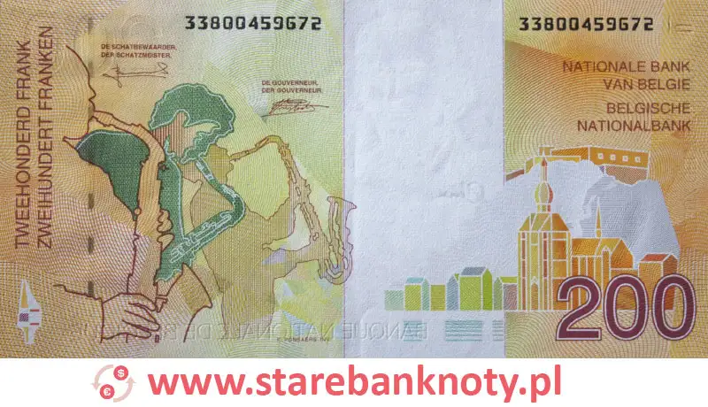 widok banknotu 200 franków belgijskich rewers