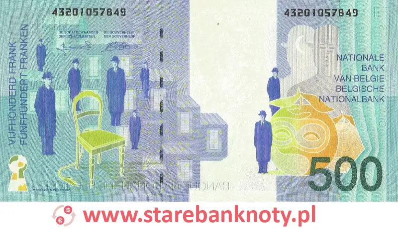 widok banknotu 500 franków belgijskich rewers