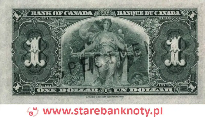 widok banknotu <b>1 dolar kanadyjski rewers</b><br/>