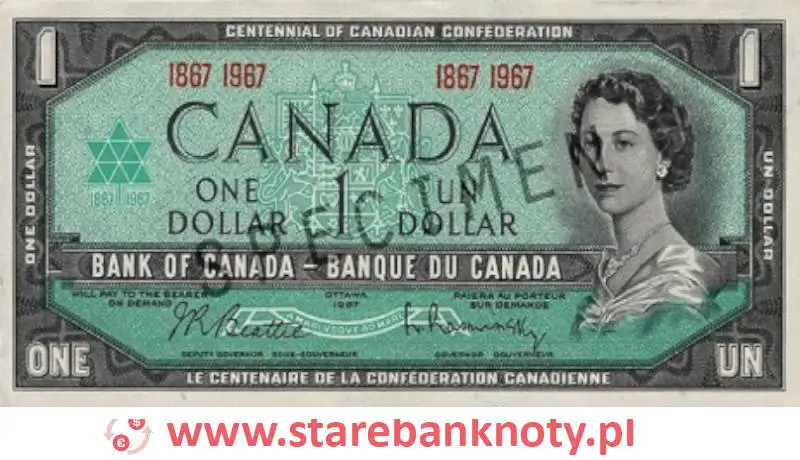 widok banknotu <b>1 dolar kanadyjski awers</b><br/>