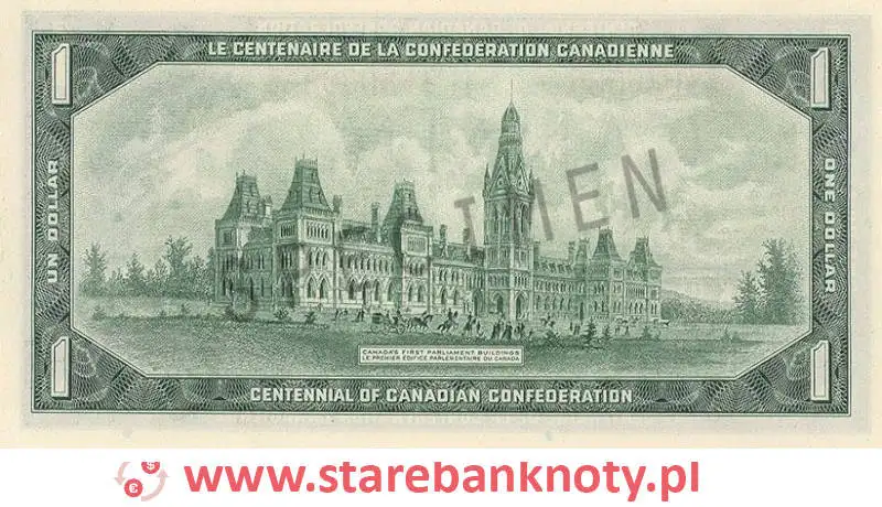 widok banknotu <b>1 dolar kanadyjski rewers</b><br/>