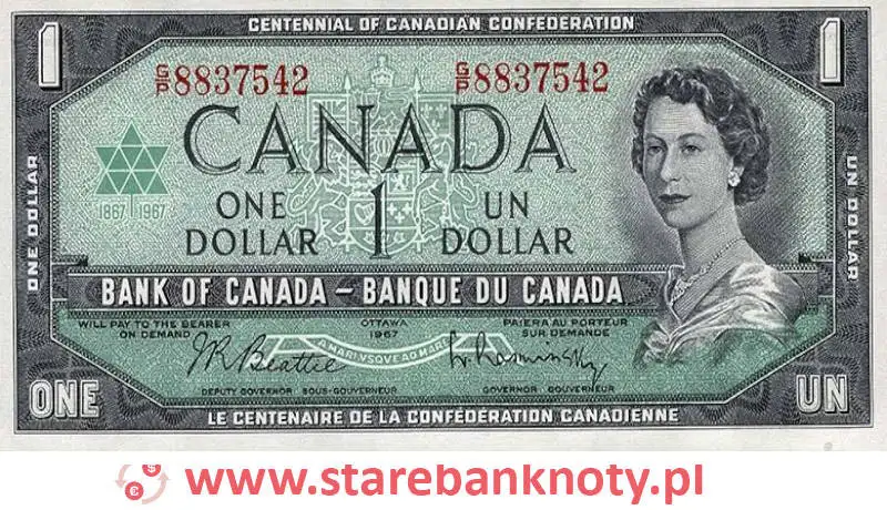 widok banknotu <b>1 dolar kanadyjski awers</b><br/>
