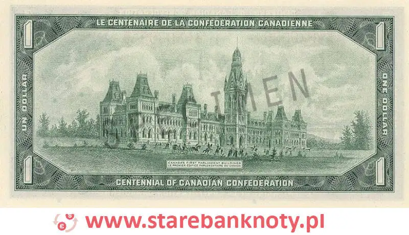 widok banknotu <b>1 dolar kanadyjski rewers</b><br/>