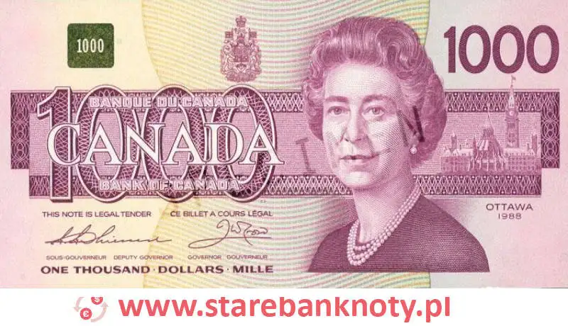 widok banknotu 1000 dolarów kanadyjskich awers
