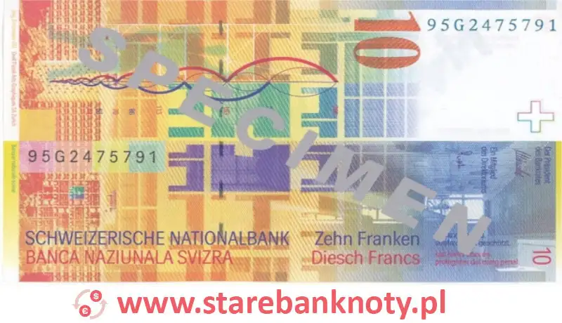 Tył banknotu 10 franków CHF z serii 8