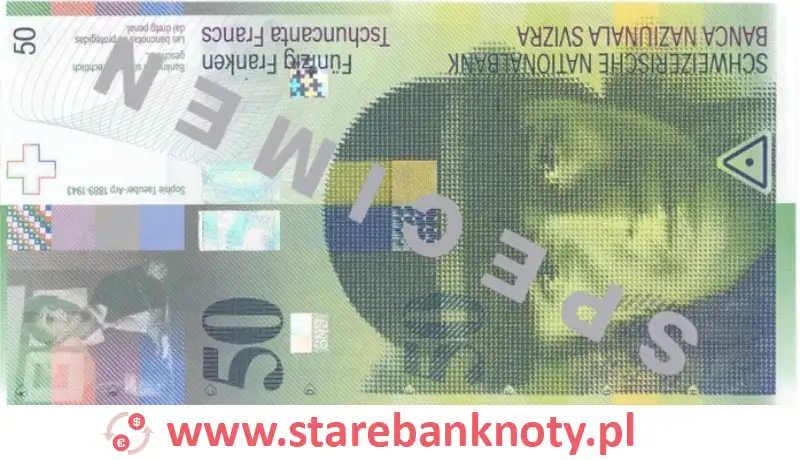 Przód banknotu 50 franków CHF z serii 8