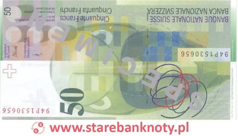 Tył banknotu 50 franków CHF z serii 8