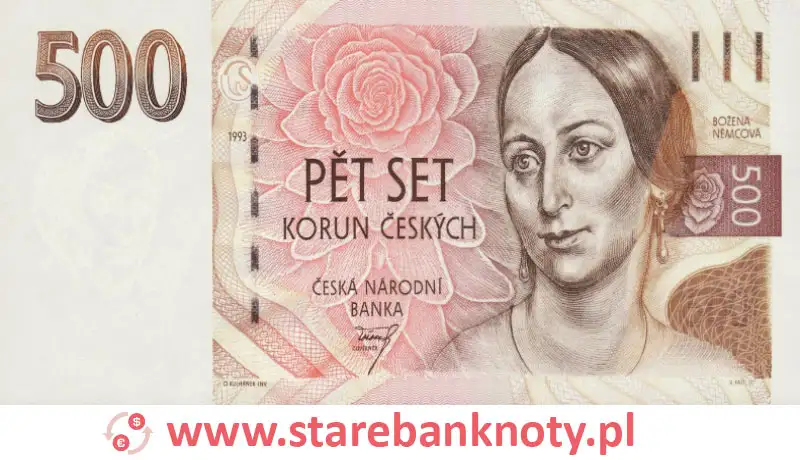 widok banknotu 500 koron czeskich awers
