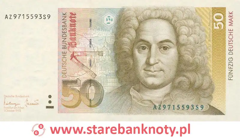 widok banknotu 50 marek niemieckich awers

