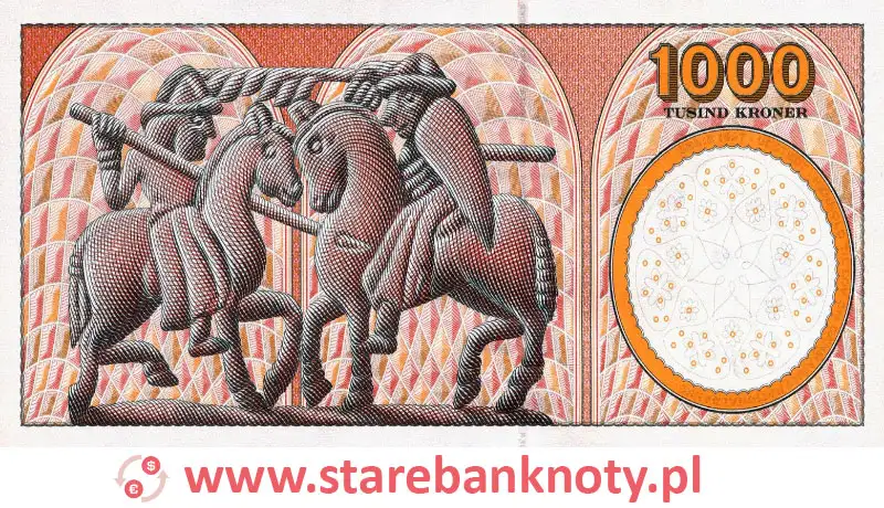 widok banknotu 1000 koron duńskich rewers