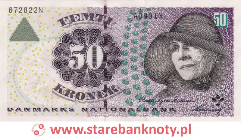 widok banknotu 50 koron duńskich awers
