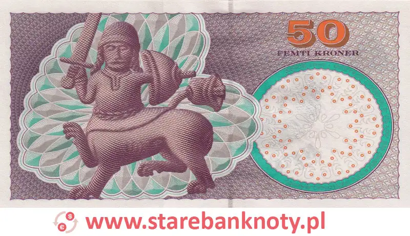 widok banknotu 50 koron duńskich rewers