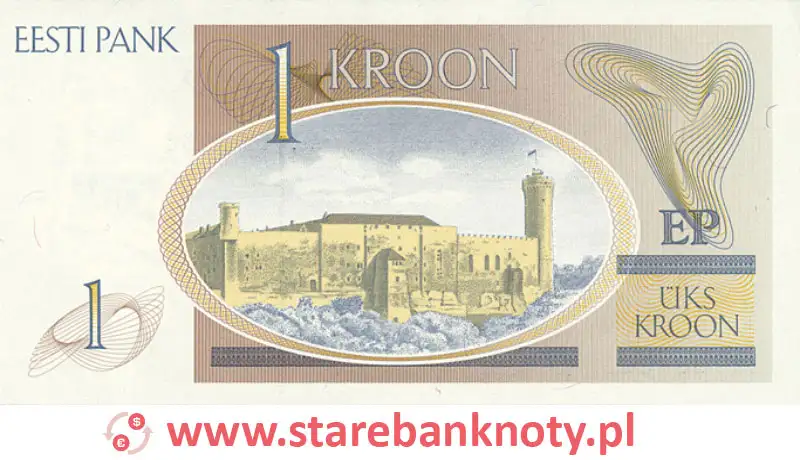 widok banknotu 1 korona estońska rewers