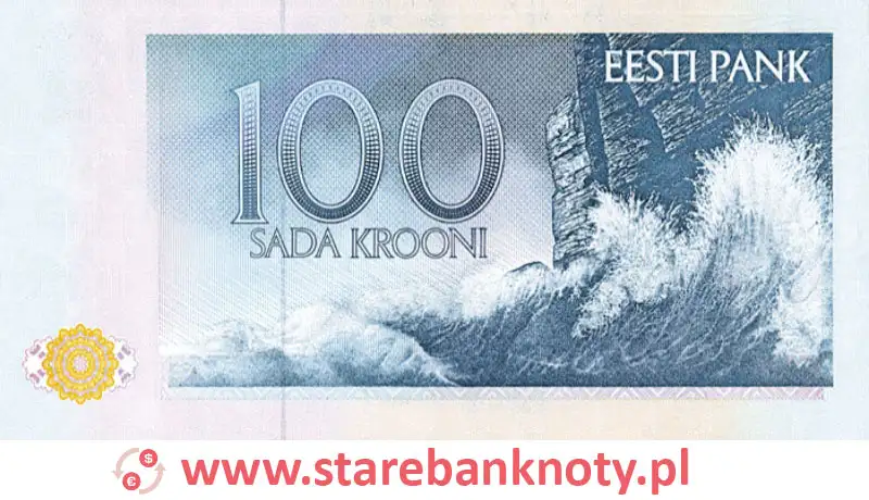 widok banknotu 100 koron estońskich rewers