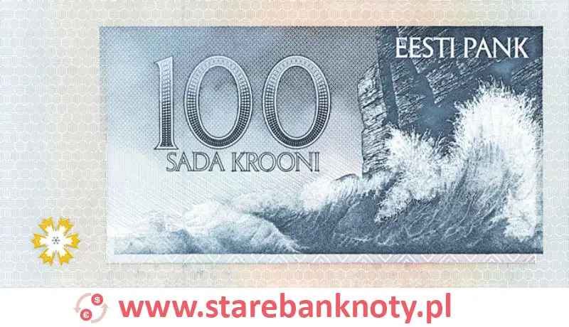 widok banknotu 100 koron estońskich rewers