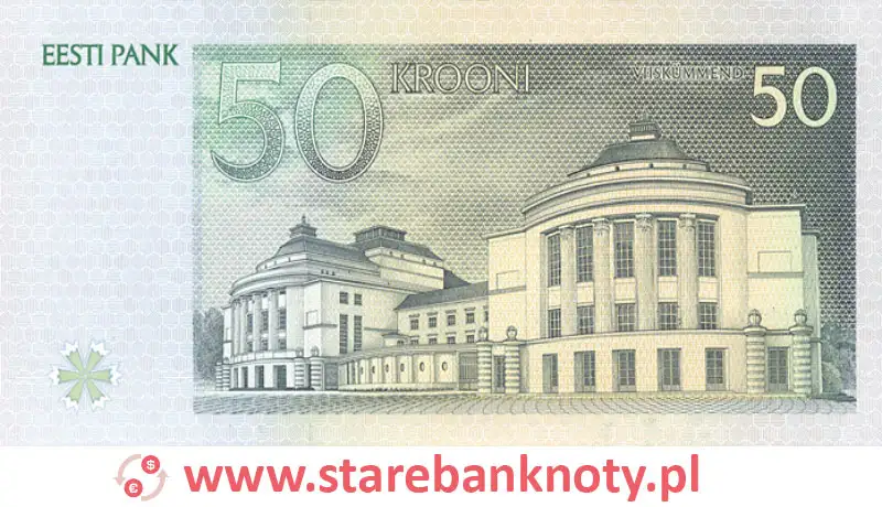 widok banknotu 50 koron estońskich rewers