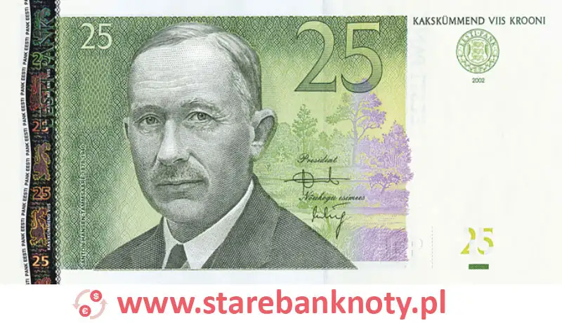 widok banknotu <b>25 koron estońskich awers</b><br/>