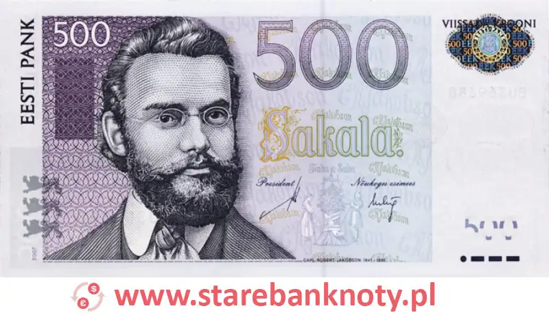 widok banknotu 500 koron estońskich awers