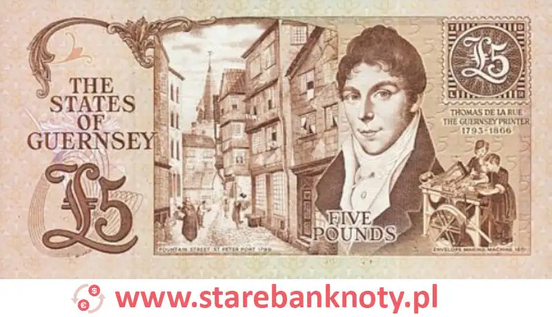 widok banknotu 5 funtów awers seria : 1992 rok