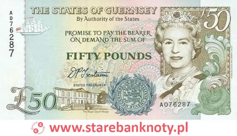 widok banknotu 50 funtów awers seria : 2006 rok