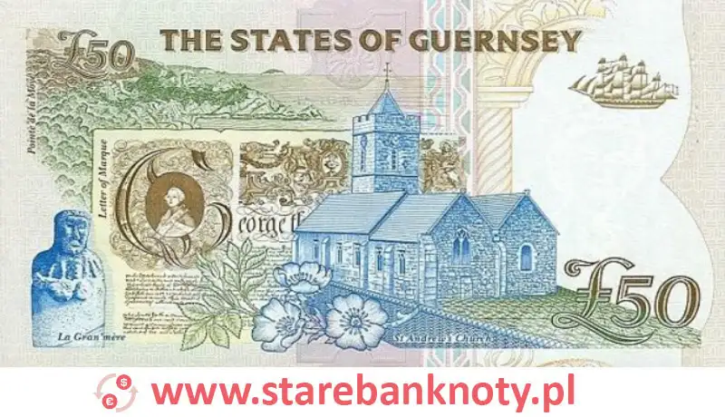 widok banknotu 50 funtów rewers seria : 2006 rok