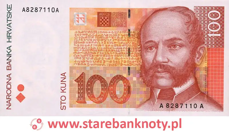 widok banknotu 100 kun chorwackich awers
