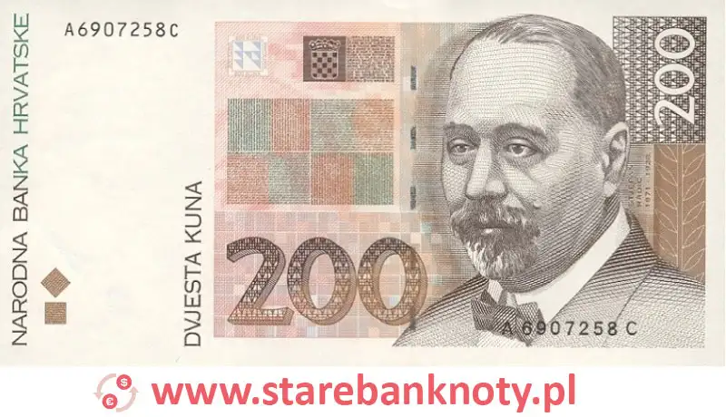 widok banknotu 200 kun chorwackich awers
