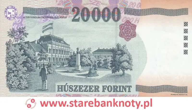 widok banknotu <b>20.000 forintów węgierskich rewers</b><br/>