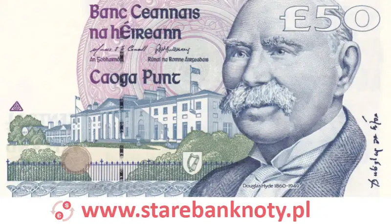 widok banknotu 50 funtów irlandzkich awers
