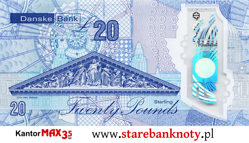 widok banknotu Tył 20 funtów północnoirlandzkich - Danske Bank
