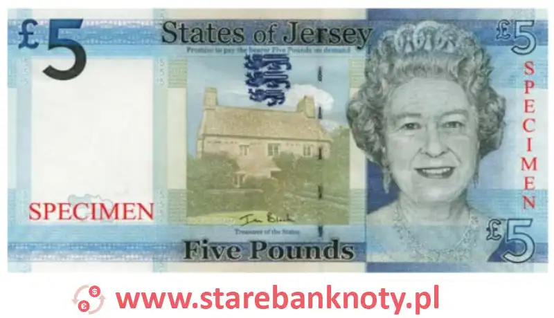 widok banknotu 5 funtów awers seria : 2010 rok