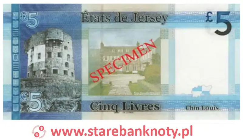 widok banknotu 5 funtów rewers seria : 2010 rok