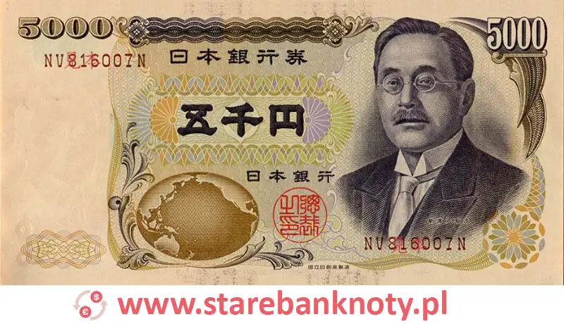 widok banknotu 5000 jenów japońskich awers
