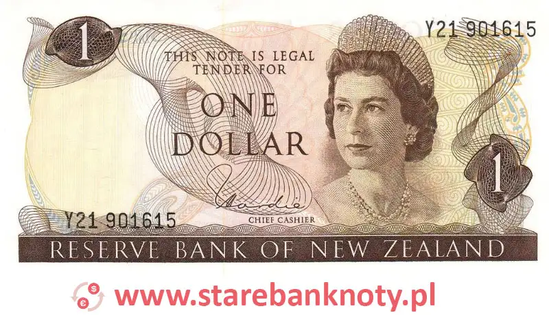 widok banknotu <b>1 dolar nowozelandzki awers</b><br/>
