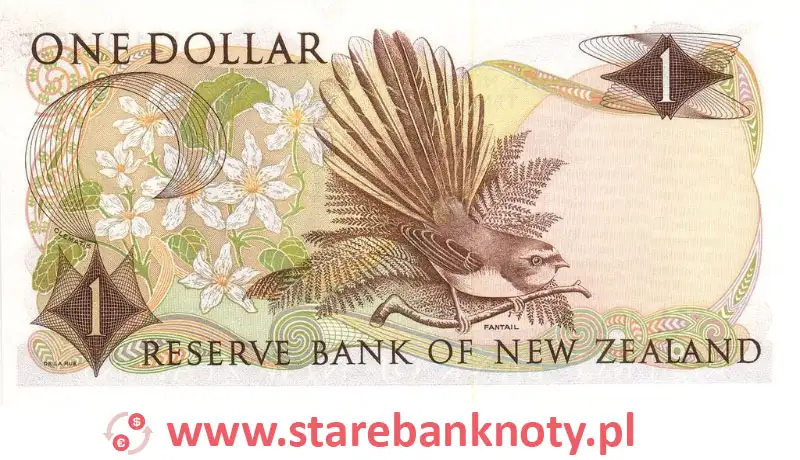 widok banknotu <b>1 dolar nowozelandzki rewers</b><br/>