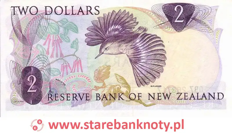 widok banknotu <b>2 dolary nowozelandzkie rewers</b><br/>