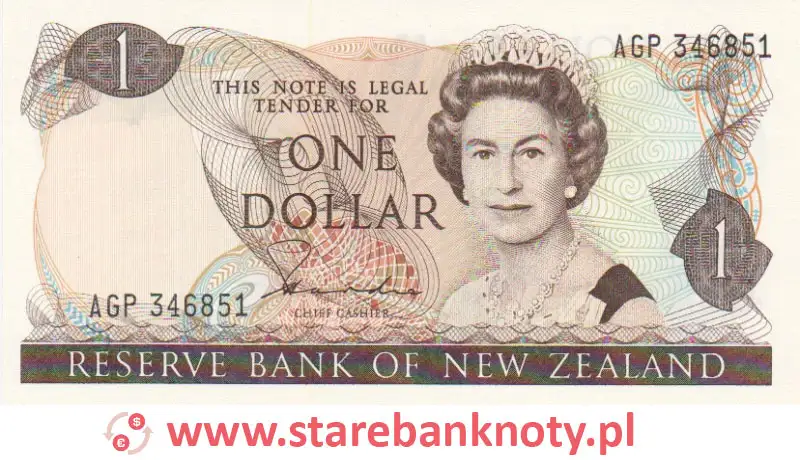 widok banknotu <b>1 dolar nowozelandzki awers</b><br/>
