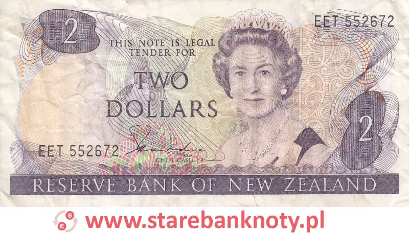 widok banknotu <b>2 dolary nowozelandzkie awers</b><br/>
