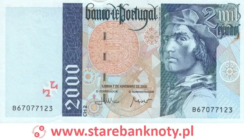 widok banknotu 2000 escudo portugalskie awers