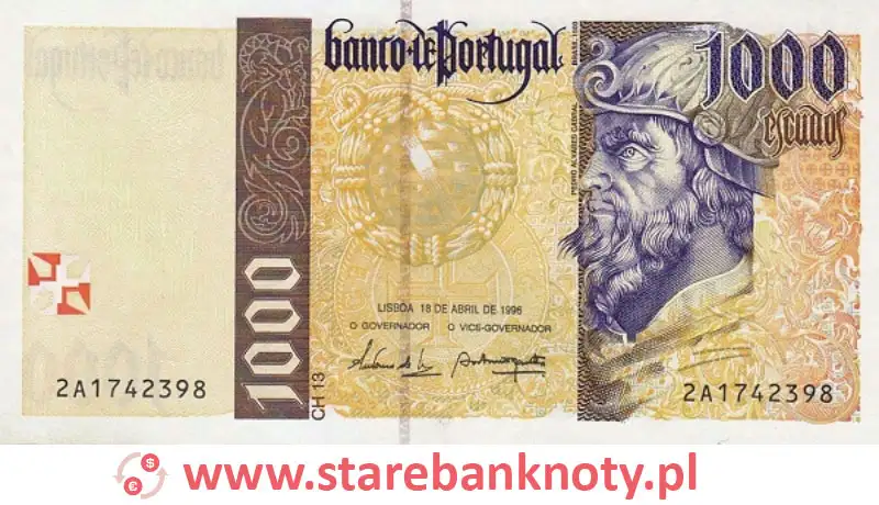widok banknotu 1000 escudo portugalskie awers



 