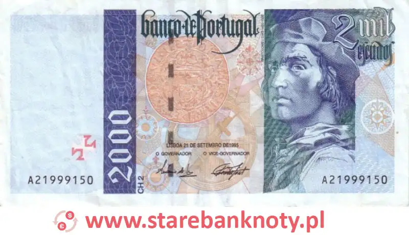 widok banknotu 2000 escudo portugalskie awers
