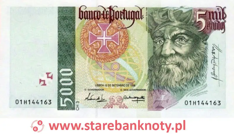 widok banknotu <b>5000 escudo portugalskie awers</b><br/>