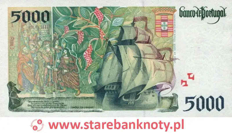 widok banknotu <b>5000 escudo portugalskie rewers</b><br/>