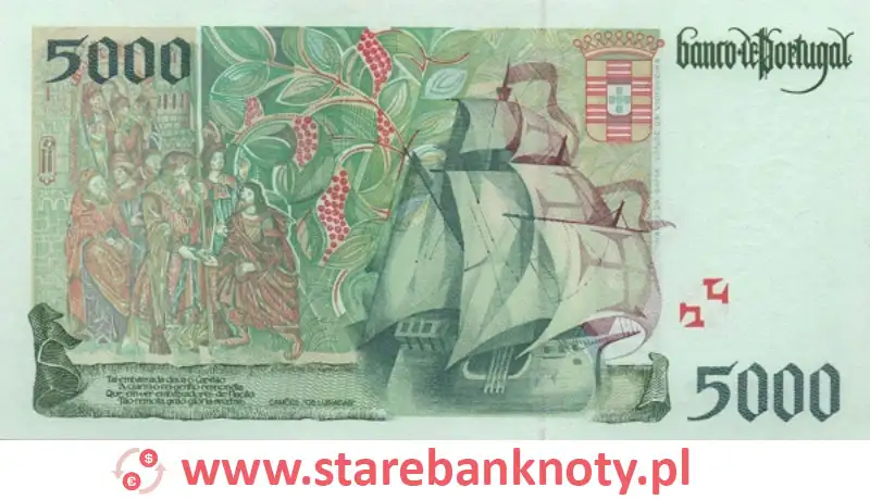 widok banknotu <b>5000 escudo portugalskie rewers</b><br/>