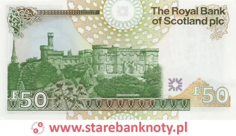 widok banknotu 50 funtów szkockich rewers seria : Ilay