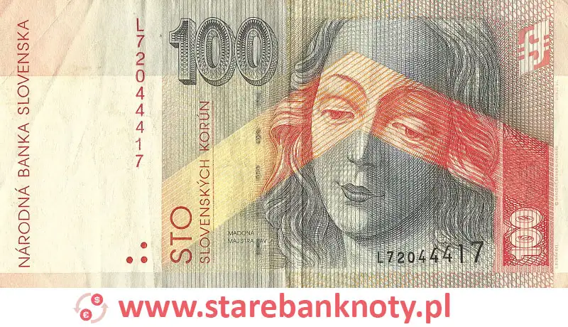 widok banknotu 100 koron słowackich awers
