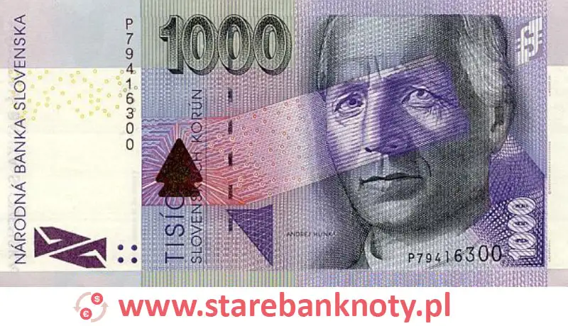 widok banknotu 1000 koron słowackich awers
